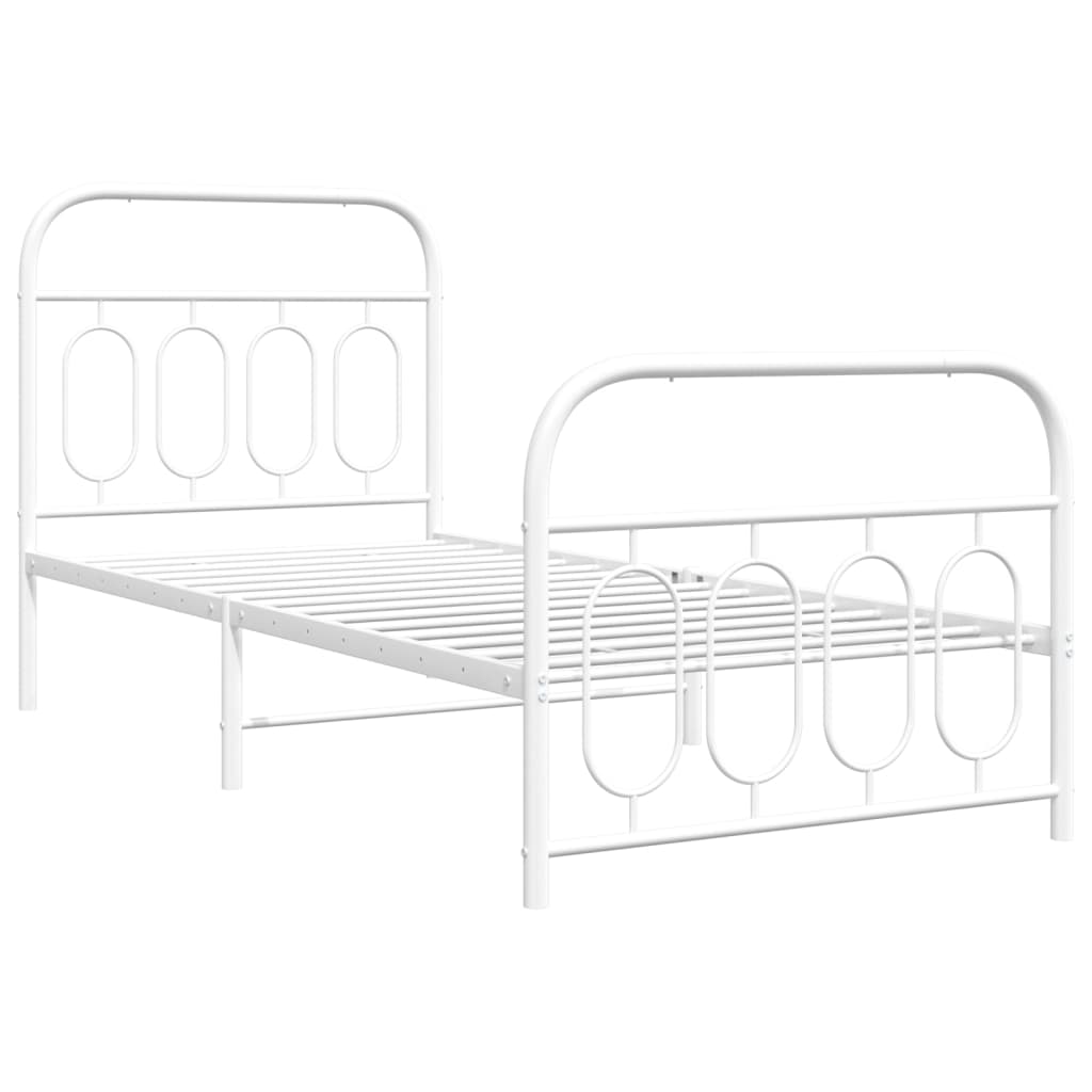 Metal Bed Frame without Mattress with Footboard with Headboard & Footboard White 80 cm 200 cm