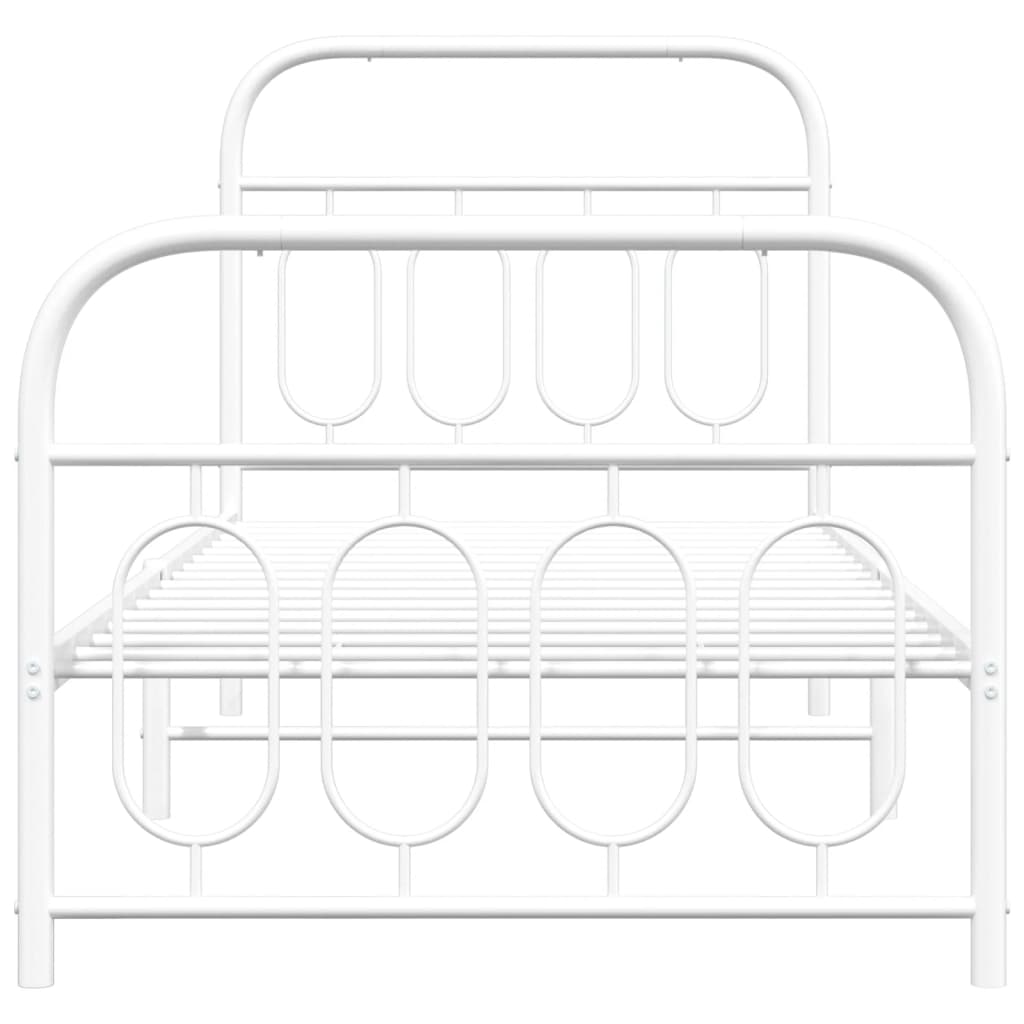 Metal Bed Frame without Mattress with Footboard with Headboard & Footboard White 80 cm 200 cm
