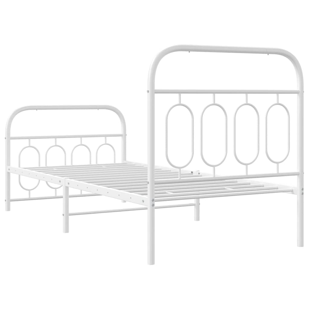 Metal Bed Frame without Mattress with Footboard with Headboard & Footboard White 80 cm 200 cm