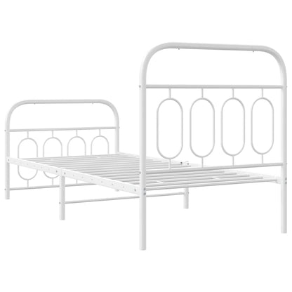 Metal Bed Frame without Mattress with Footboard with Headboard & Footboard White 80 cm 200 cm