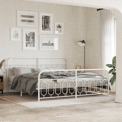 Metal Bed Frame without Mattress with Footboard with Headboard & Footboard White 200 cm 200 cm
