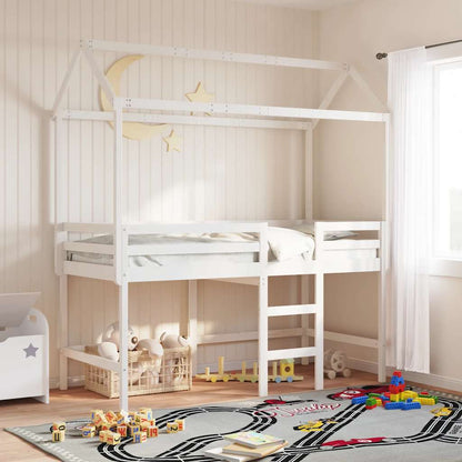 Kids' Bed Roof 207x95.5x159 cm Solid Wood Pine White 159 cm 95.5 cm