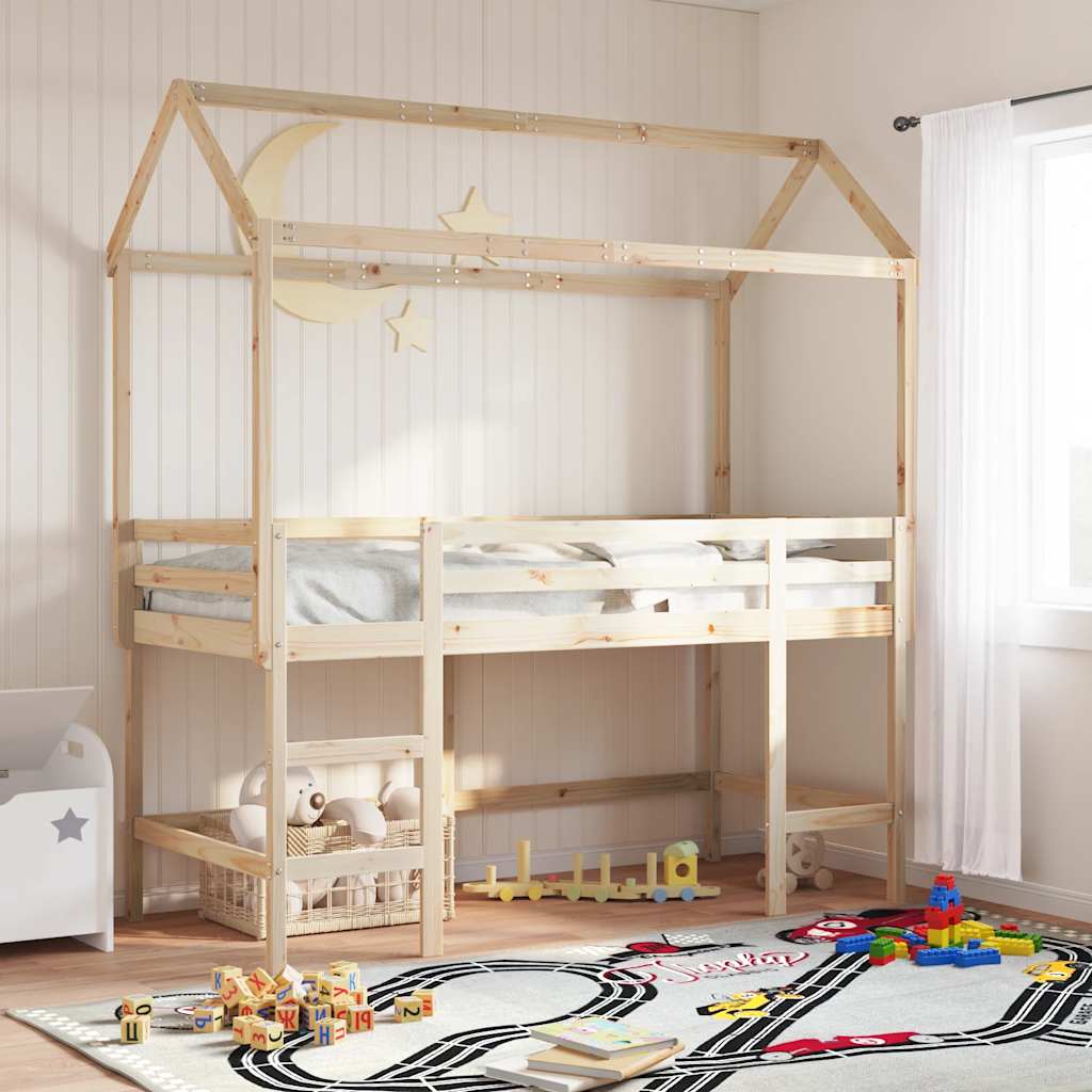 Kids' Bed Roof 207x95.5x159 cm Solid Wood Pine Natural 151.5 cm 80.5 cm