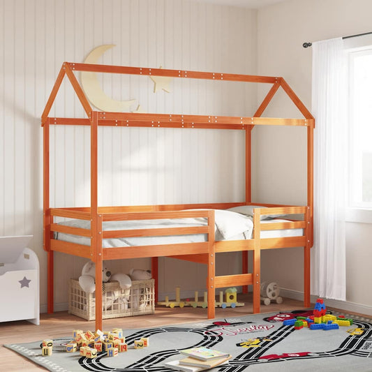 Kids' Bed Roof 207x95.5x159 cm Solid Wood Pine Wax brown 151.5 cm 80.5 cm