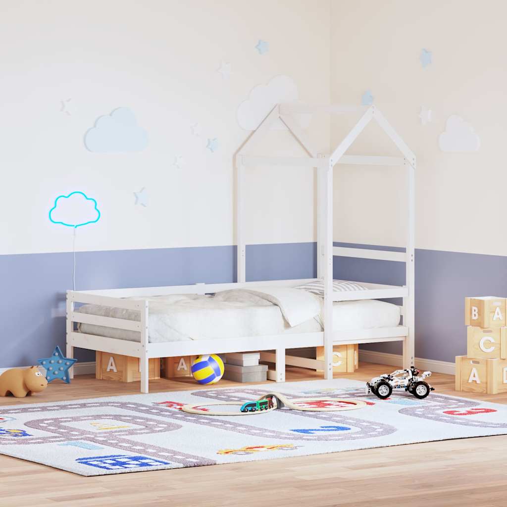 Kids' Bed Roof 98x70x176,5 cm Solid Wood Pine White 118 x 70 x 176.5 cm
