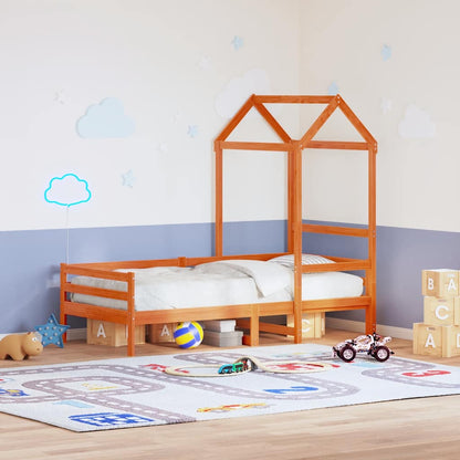 Kids' Bed Roof 98x70x176,5 cm Solid Wood Pine Wax brown 108 x 70 x 176.5 cm