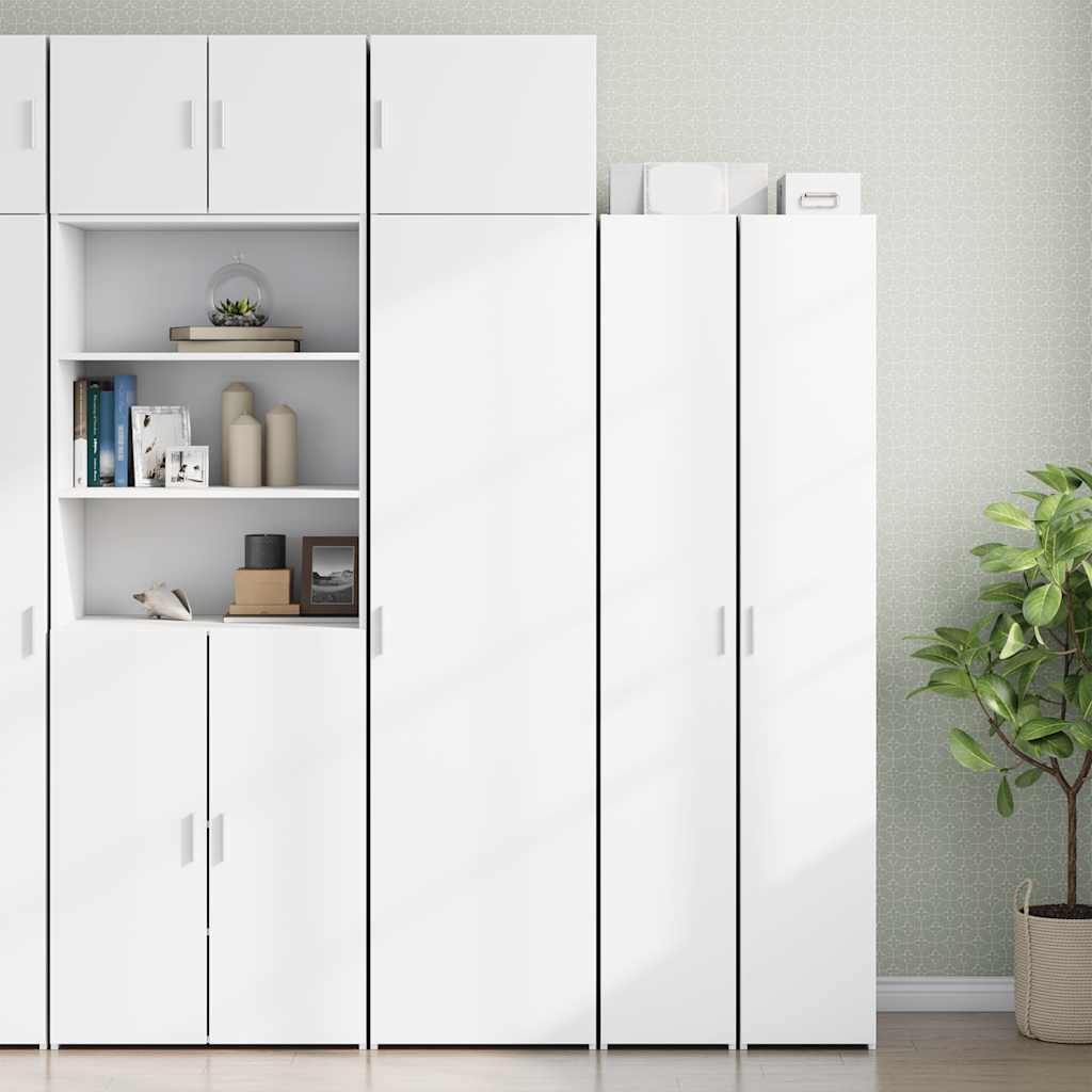 Slim Storage Cabinet 50x42.5x225 cm Engineered Wood 6 Shelves White