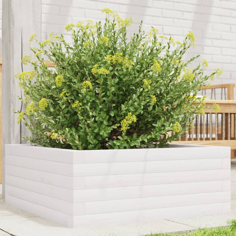 vidaXL Garden Planter Solid Wood Pine Open Bottom Height 23 cm White