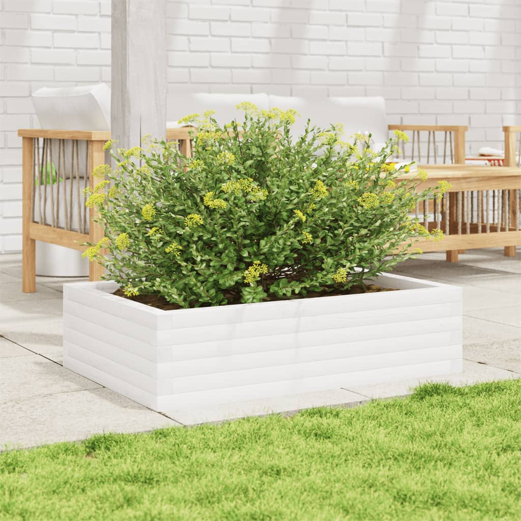Garden Planter Solid Wood Pine Open Bottom Height 23 cm White 90 cm 60 cm