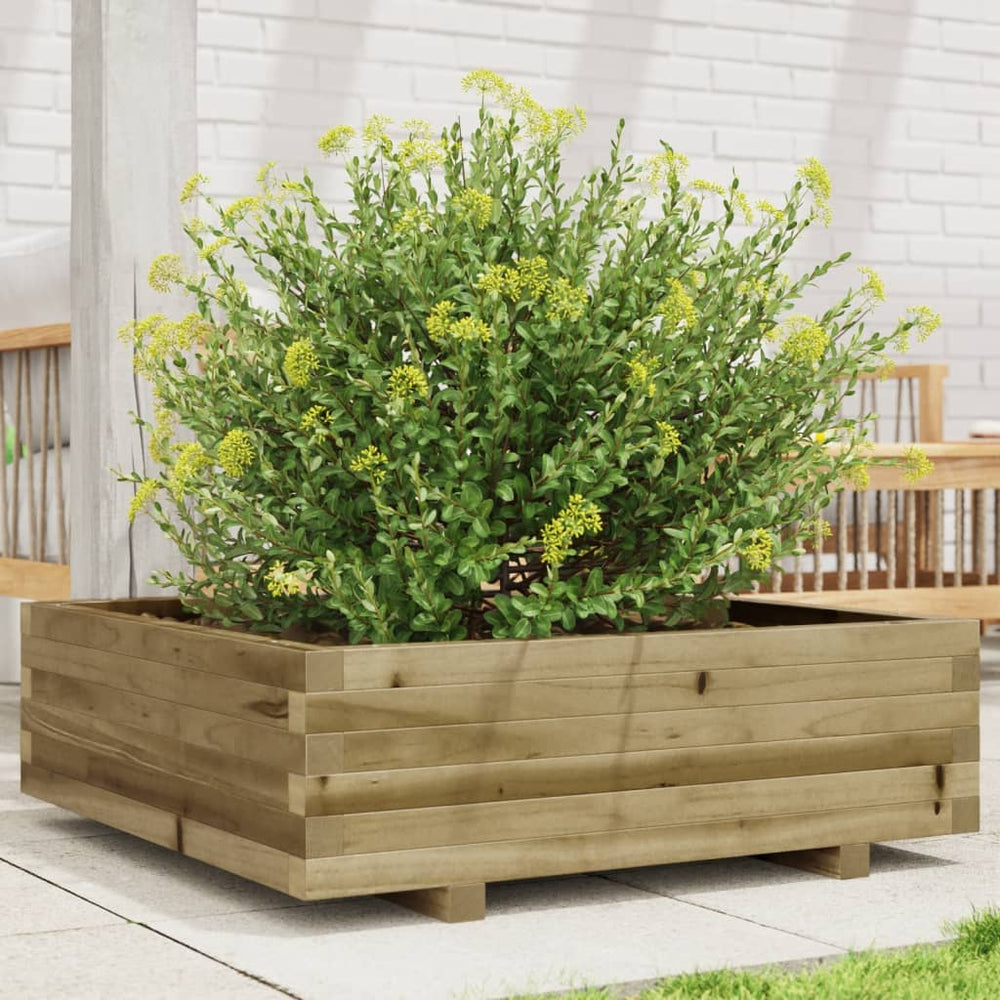 vidaXL Garden Planter 40x40x26.5 cm Impregnated Wood Pine with Legs Natural Impregnated