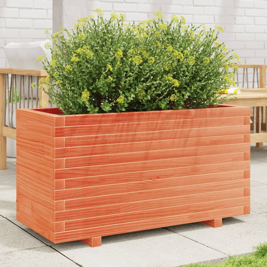 Garden Planter 70x40x49.5 cm Solid Wood Pine with Legs Wax brown 90 cm