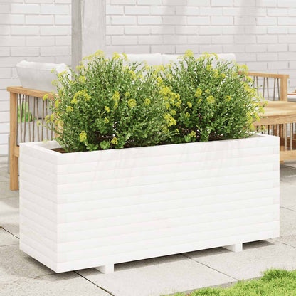 Garden Planter 70x40x49.5 cm Solid Wood Pine with Legs White 110 cm
