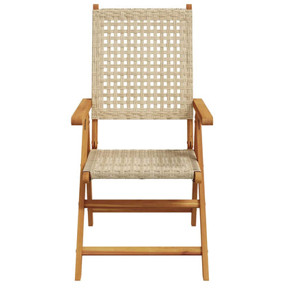 vidaXL 7 Piece Garden Dining Set Beige Poly Rattan and Solid Wood 4