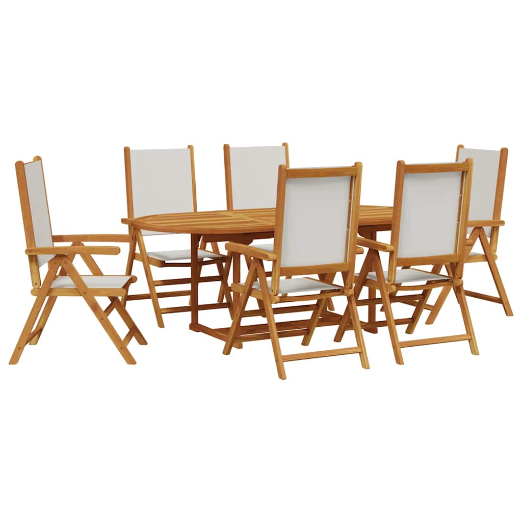 vidaXL 7 Piece Garden Dining Set Cream White Fabric and Solid Wood 2