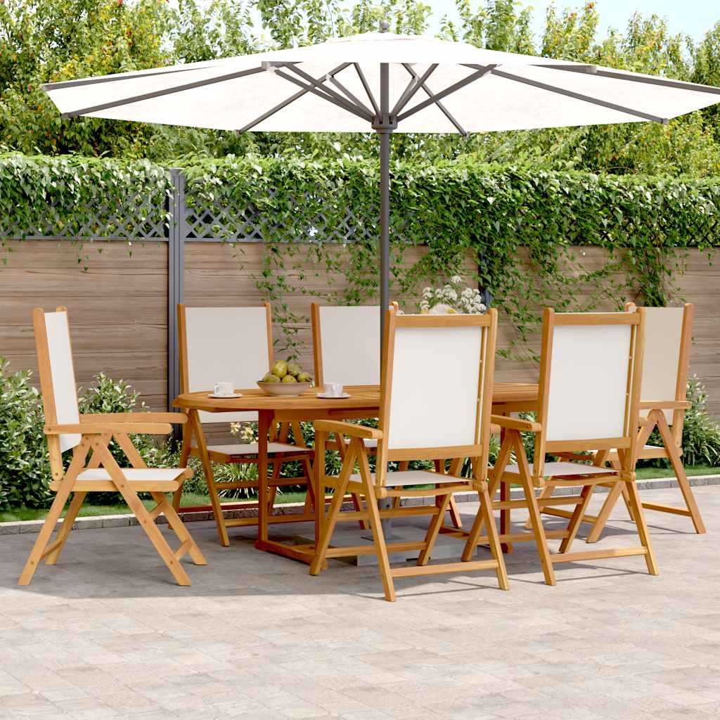 vidaXL 7 Piece Garden Dining Set Cream White Fabric and Solid Wood 1