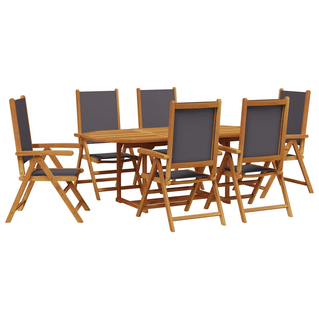 vidaXL 7 Piece Garden Dining Set Anthracite Fabric and Solid Wood 2