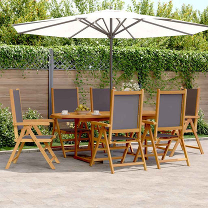 vidaXL 7 Piece Garden Dining Set Anthracite Fabric and Solid Wood 1