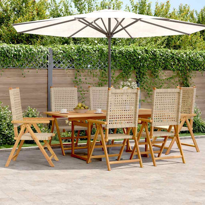 vidaXL 7 Piece Garden Dining Set Beige Poly Rattan and Solid Wood 1