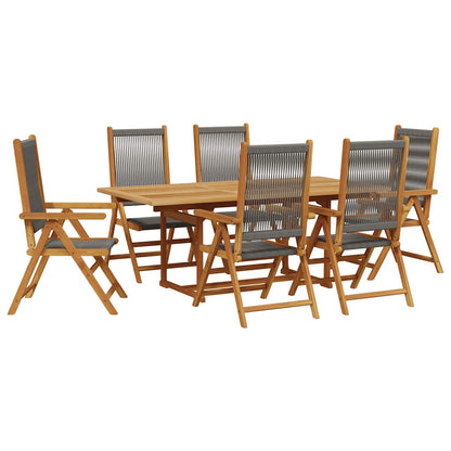vidaXL 7 Piece Garden Dining Set Grey Polypropylene and Solid Wood 2