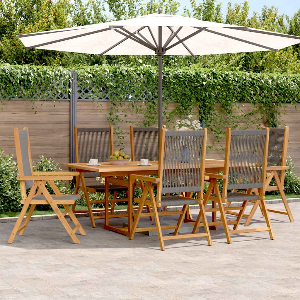 vidaXL 7 Piece Garden Dining Set Grey Polypropylene and Solid Wood 1
