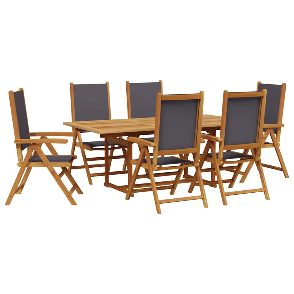 vidaXL 7 Piece Garden Dining Set Anthracite Fabric and Solid Wood 2