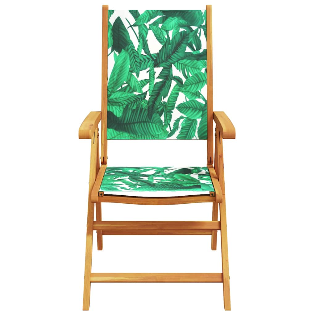vidaXL 7 Piece Garden Dining Set Leaf Pattern Fabric and Solid Wood 4