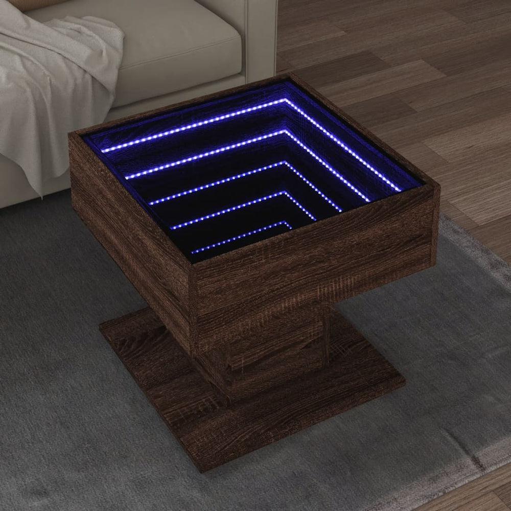 vidaXL Coffee Table with LED 50x50x45 cm Engineered Wood