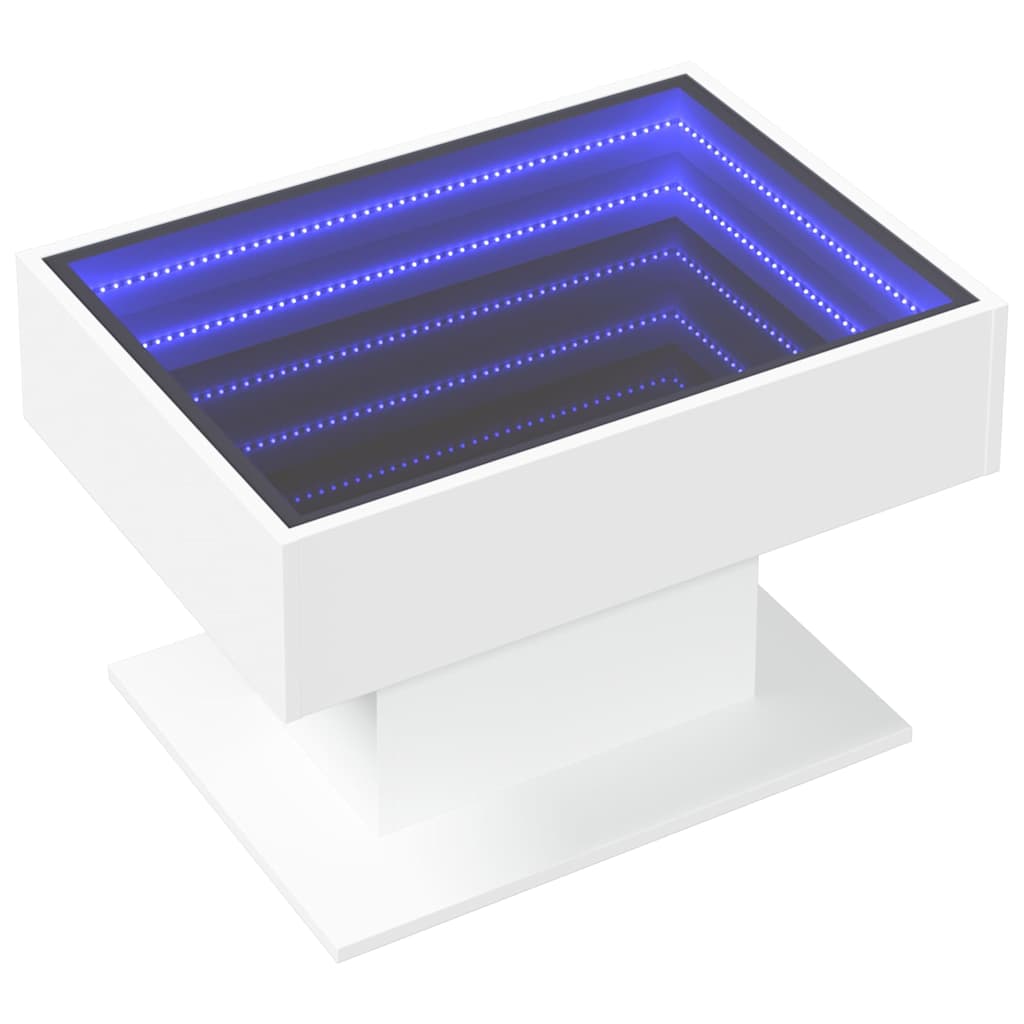 Coffee Table with LED 50x50x45 cm Engineered Wood White 70 cm