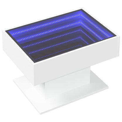 Coffee Table with LED 50x50x45 cm Engineered Wood White 70 cm