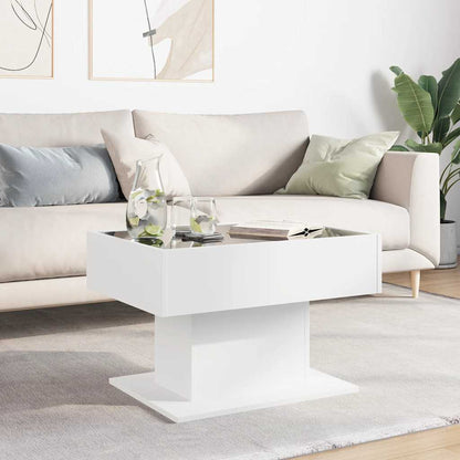 Coffee Table with LED 50x50x45 cm Engineered Wood White 70 cm