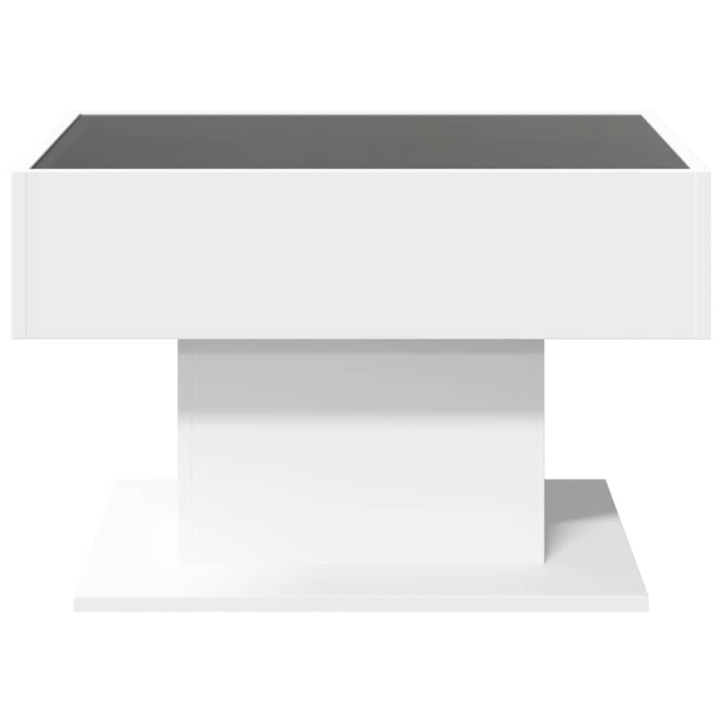 Coffee Table with LED 50x50x45 cm Engineered Wood White 70 cm