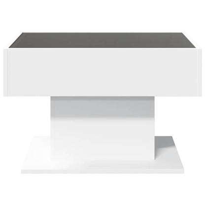 Coffee Table with LED 50x50x45 cm Engineered Wood White 70 cm