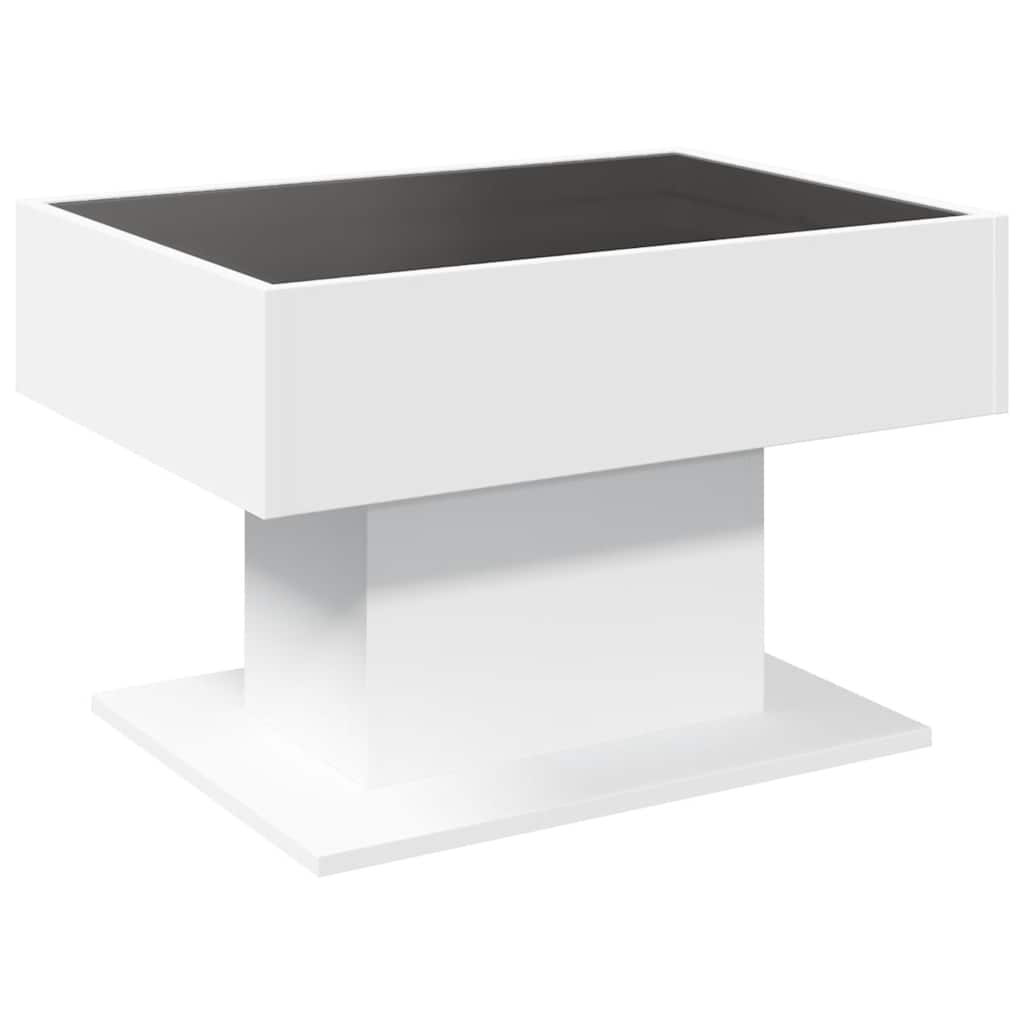 Coffee Table with LED 50x50x45 cm Engineered Wood White 70 cm