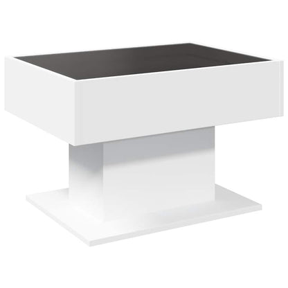 Coffee Table with LED 50x50x45 cm Engineered Wood White 70 cm