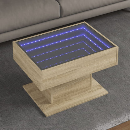 Coffee Table with LED 50x50x45 cm Engineered Wood Sonoma oak 70 cm