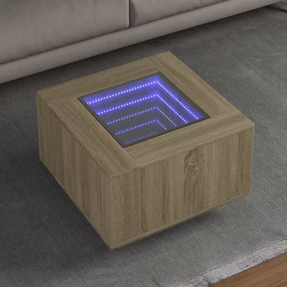 Coffee Table with LED Engineered Wood Sonoma oak 60 cm 60 cm