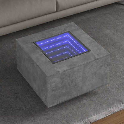 Coffee Table with LED Engineered Wood Concrete grey 60 cm 60 cm