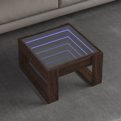 Coffee Table with Infinity LED 50x53x30 cm Brown oak 50 cm