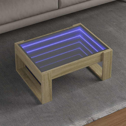 Coffee Table with Infinity LED 50x53x30 cm Sonoma oak 70 cm