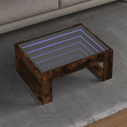 Coffee Table with Infinity LED 50x53x30 cm Smoked oak 70 cm