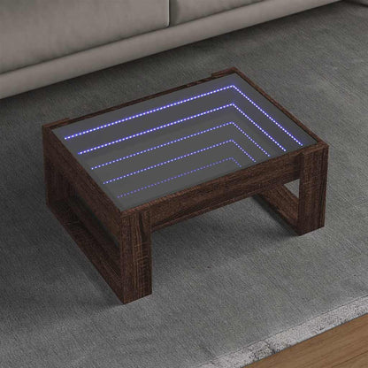 Coffee Table with Infinity LED 50x53x30 cm Brown oak 70 cm