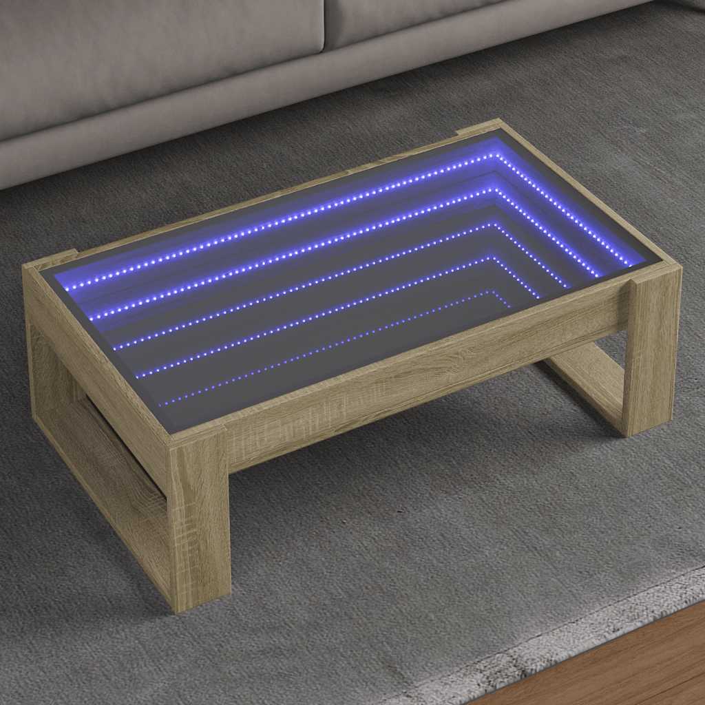 Coffee Table with Infinity LED 50x53x30 cm Sonoma oak 90 cm