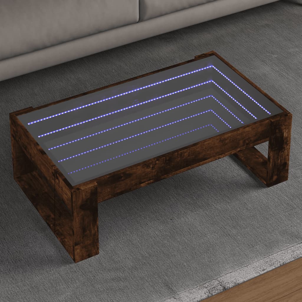 Coffee Table with Infinity LED 50x53x30 cm Smoked oak 90 cm