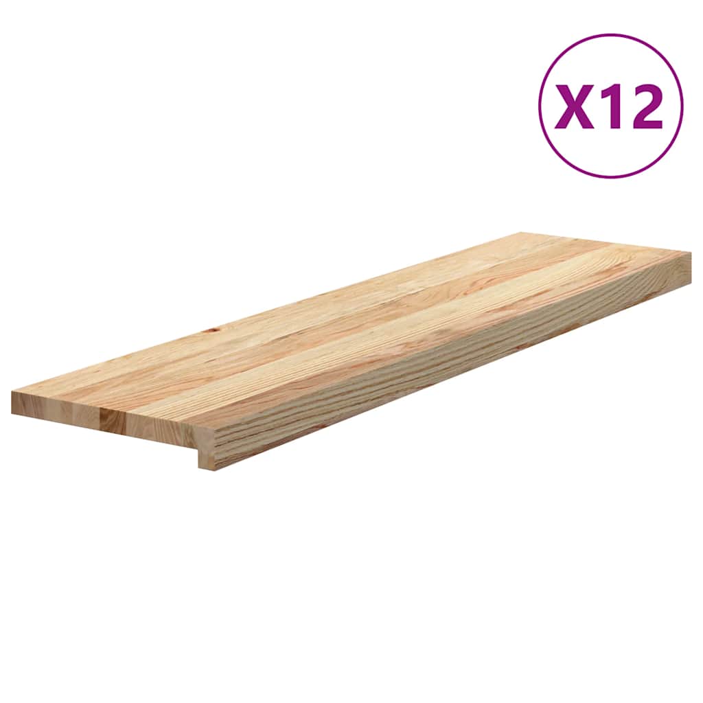 vidaXL Stair Treads 12 pcs Untreated 100x30x2 cm Solid Wood Oak 2