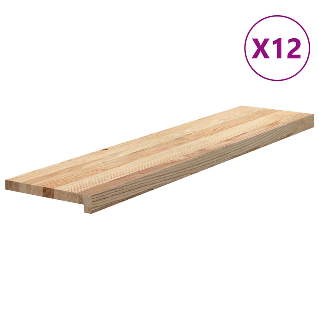 vidaXL Stair Treads 12 pcs Untreated 110x30x2 cm Solid Wood Oak 2