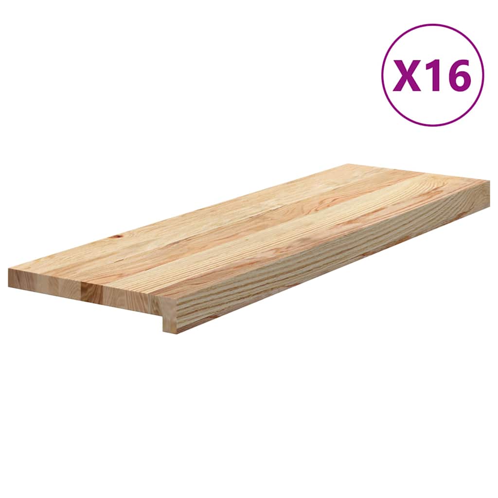 vidaXL Stair Treads 16 pcs Untreated 80x25x2 cm Solid Wood Oak 2
