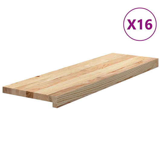 vidaXL Stair Treads 16 pcs Untreated 80x25x2 cm Solid Wood Oak 2