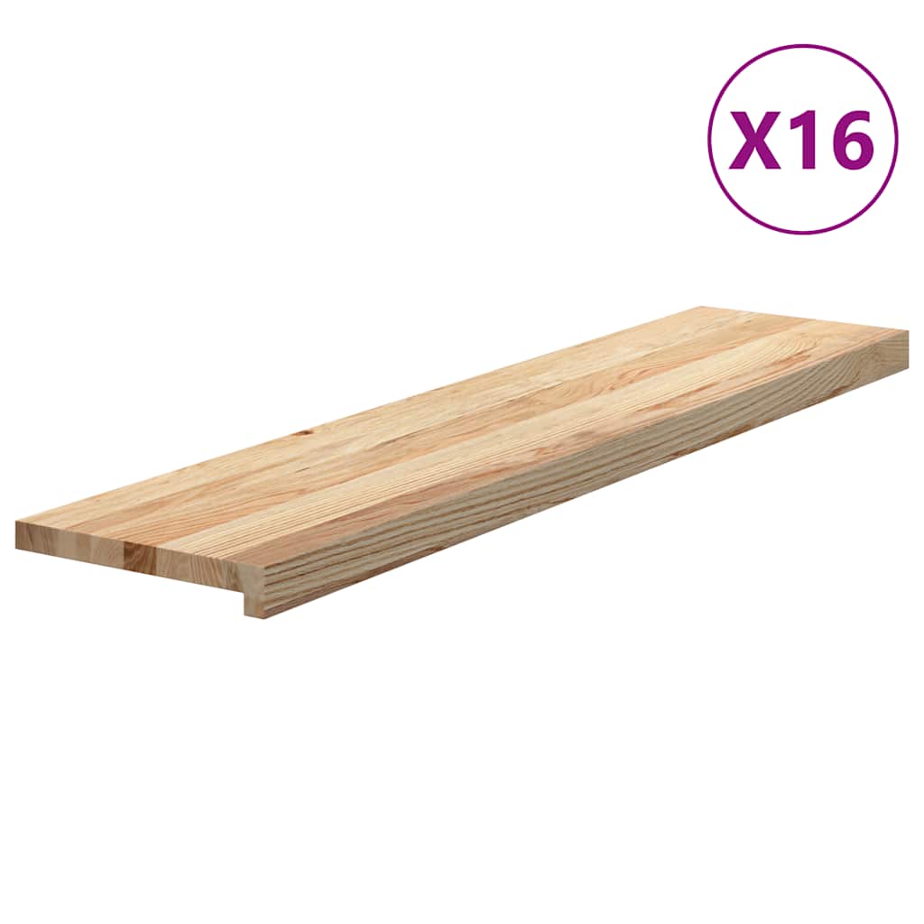 vidaXL Stair Treads 16 pcs Untreated 110x25x2 cm Solid Wood Oak 2