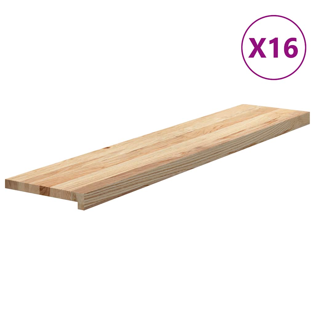vidaXL Stair Treads 16 pcs Untreated 120x25x2 cm Solid Wood Oak 2