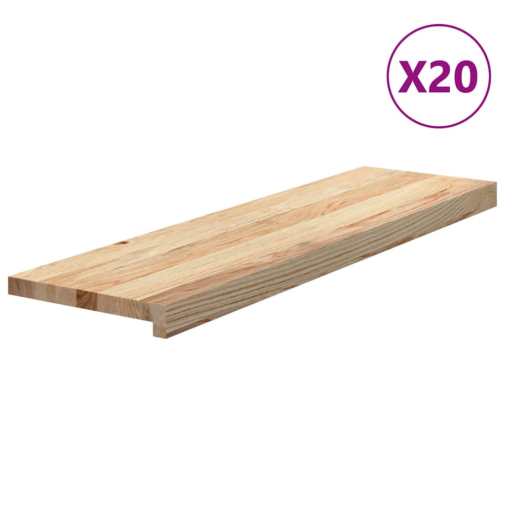 vidaXL Stair Treads 20 pcs Untreated 90x25x2 cm Solid Wood Oak 2